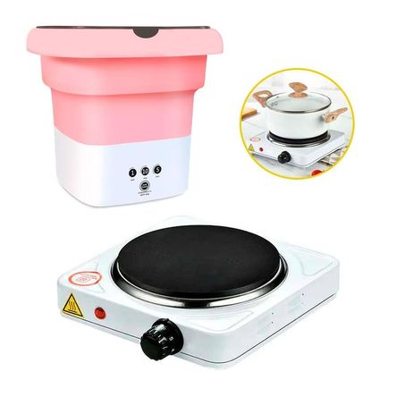 Mini Lavadora Portátil Y Cocina Eléctrica - Combo