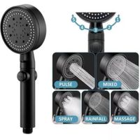 Ducha Teléfono 5 en 1 Negro Mate Multifuncional Ahorro de Agua