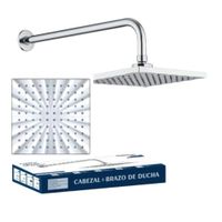 Cabeza Ducha Española Cuadrado ABS 20cm con Brazo de 40cm Acero
