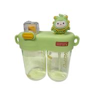 Botella de Agua De Dibujos Animados para Niños con Dos Compartimentos Verde
