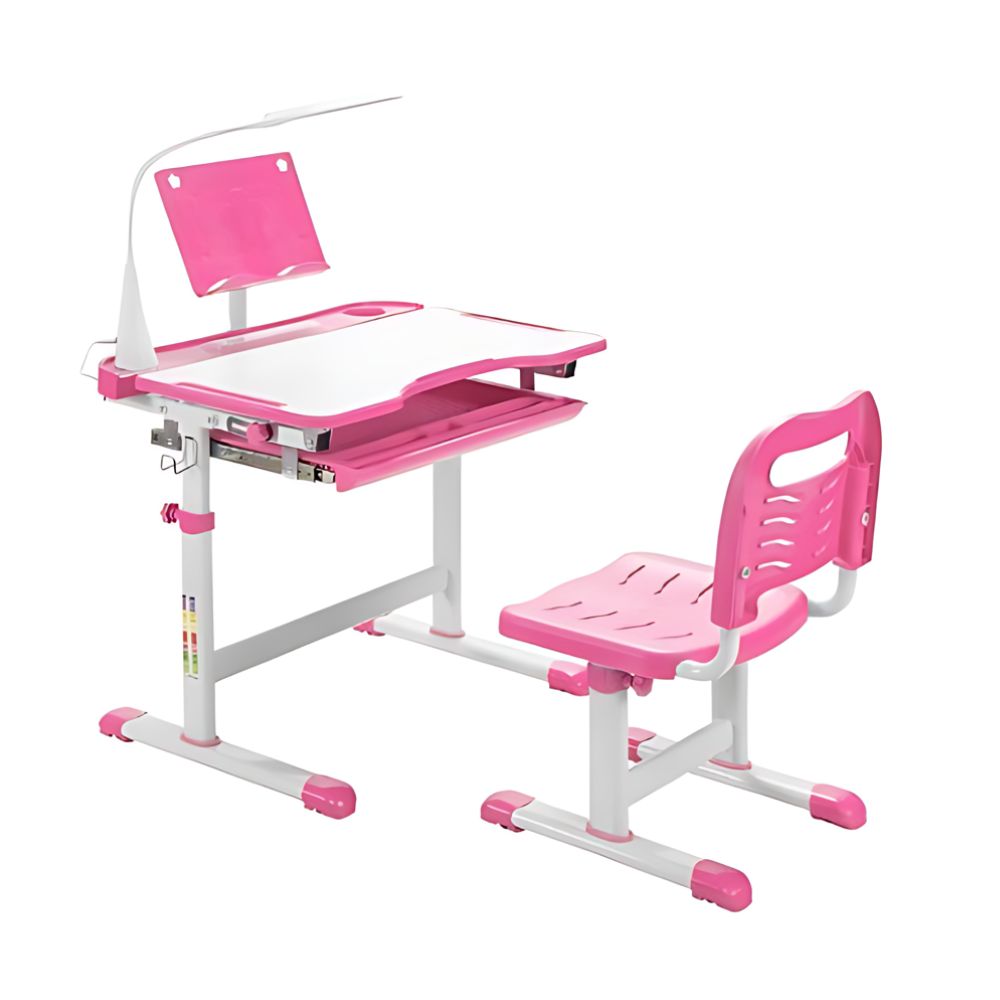 Carpeta Y Silla Para Niños Con Lampara Y Portalibros Pink