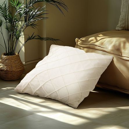 Funda Cojín Algodón Rombos Beige 45x45cm Otoño Orange
