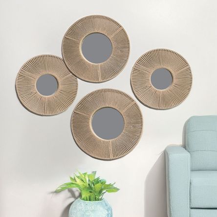 Set de 4 Espejos Seagrass Otoño Orange Hierro/Vidrio Set de 4 Espejos Seagrass Otoño Orange Hierro/Vidrio