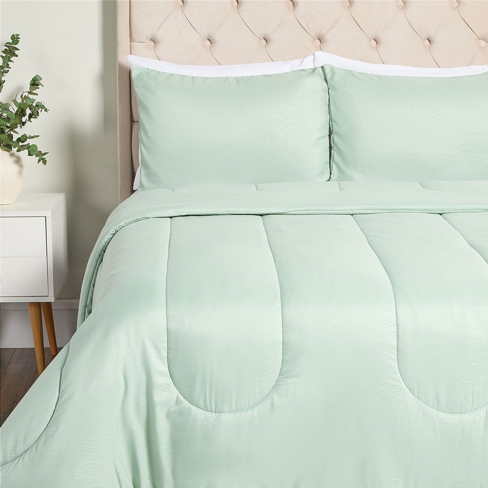 Edredon Embossed Hojas Verde