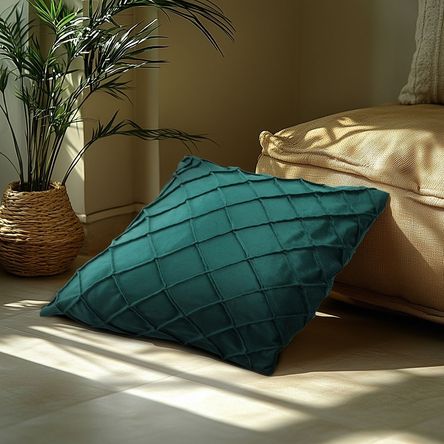 Funda Cojín Algodón Rombos Verde 45x45cm Otoño Orange