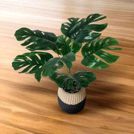 Planta Artificial con Maceta Cemento 34cm Otoño Orange