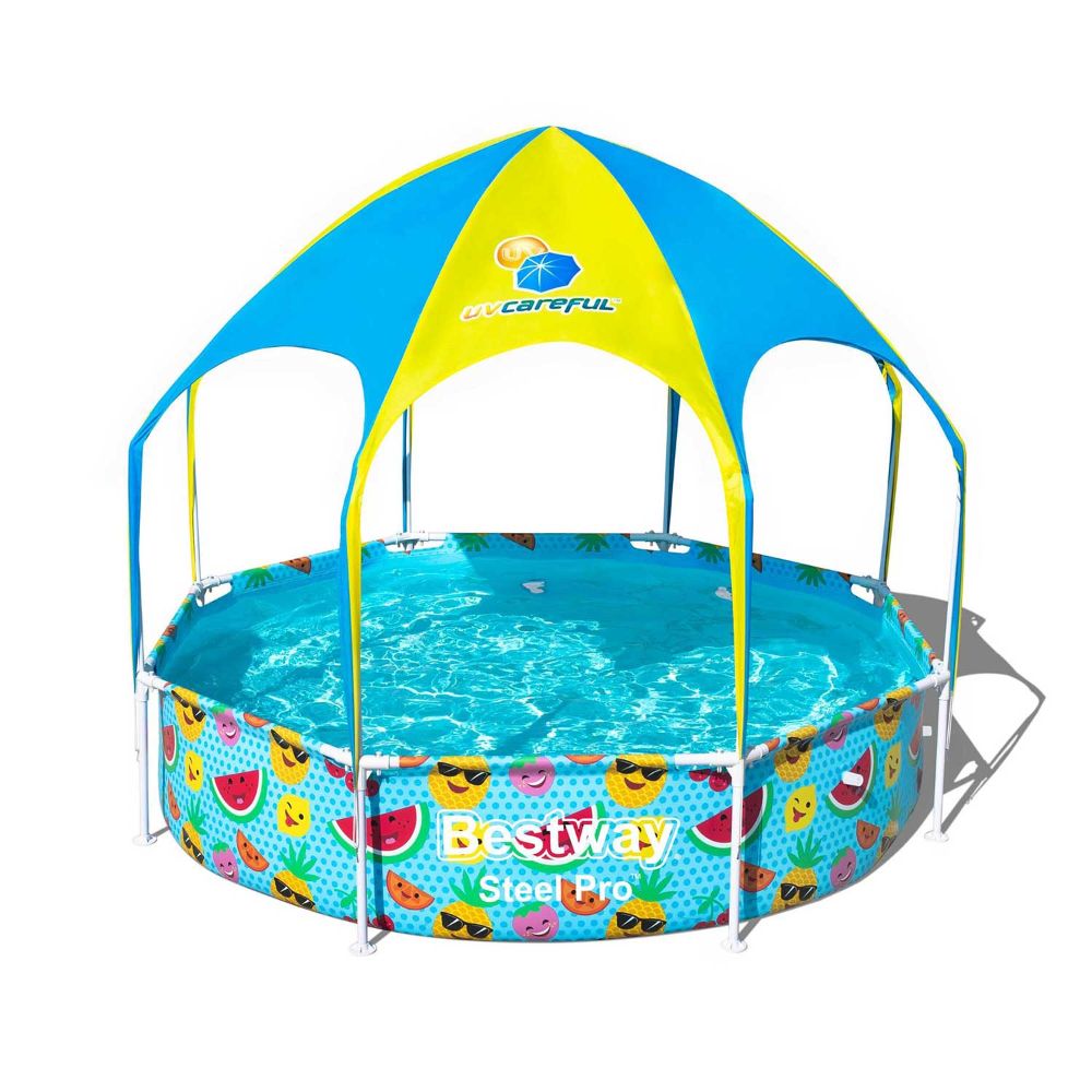 Piscina estructural redonda con techo 244cm x 51cm-Bestay - 56432-naranja