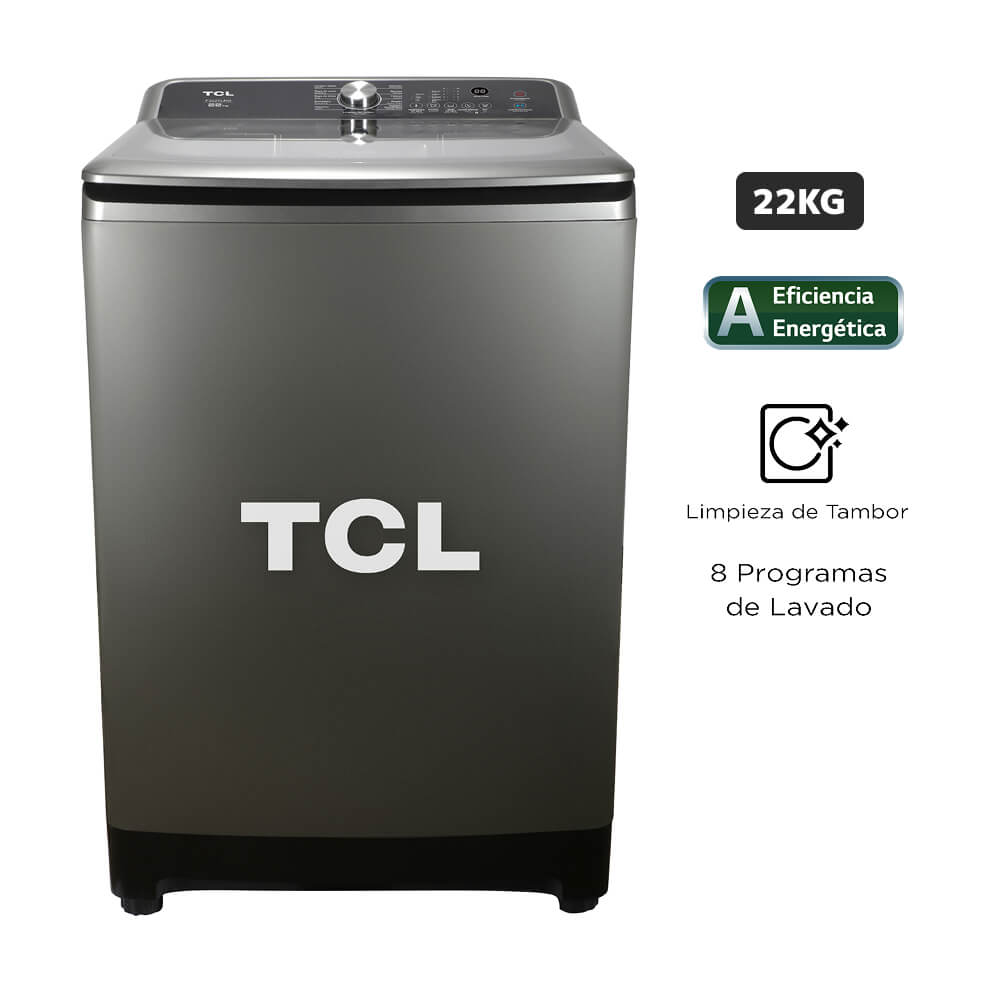 Lavadora Carga Superior 22 Kg TCL F322TLW Gris