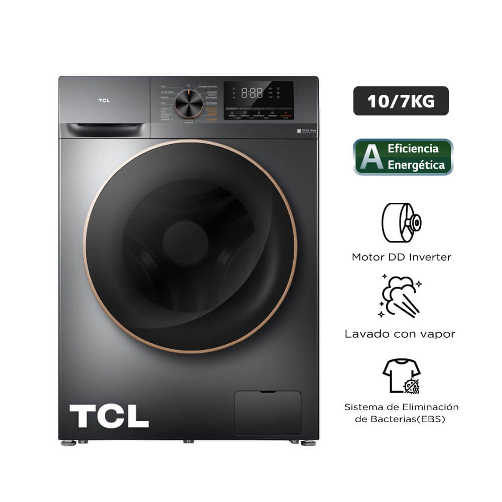 Lavaseca TCL Carga Frontal 10Kg/7Kg C2210WD Gris Oscuro