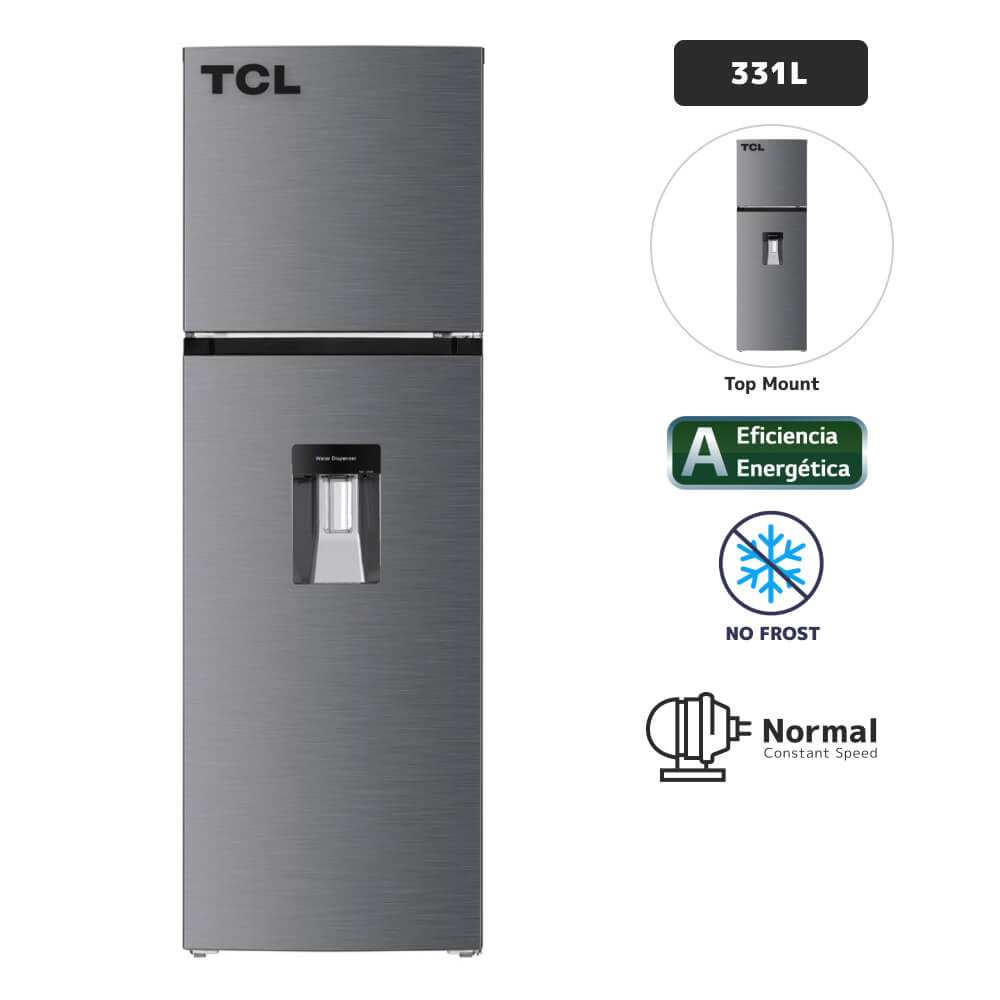 Refrigeradora TCL 331L No Frost Grey Inox