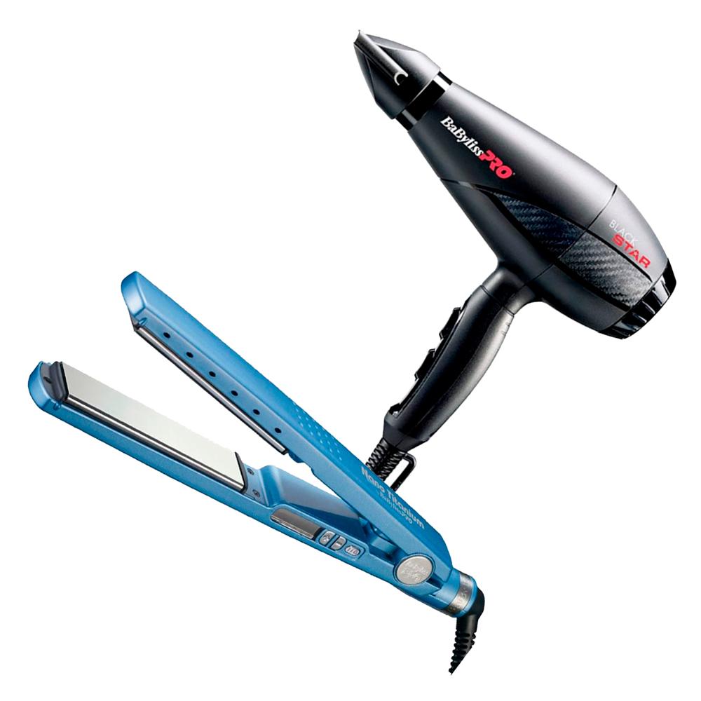 Combo BabylissPro Alisadora Nano Titanium BNT4091TPE y Secador Black Star B6200PE