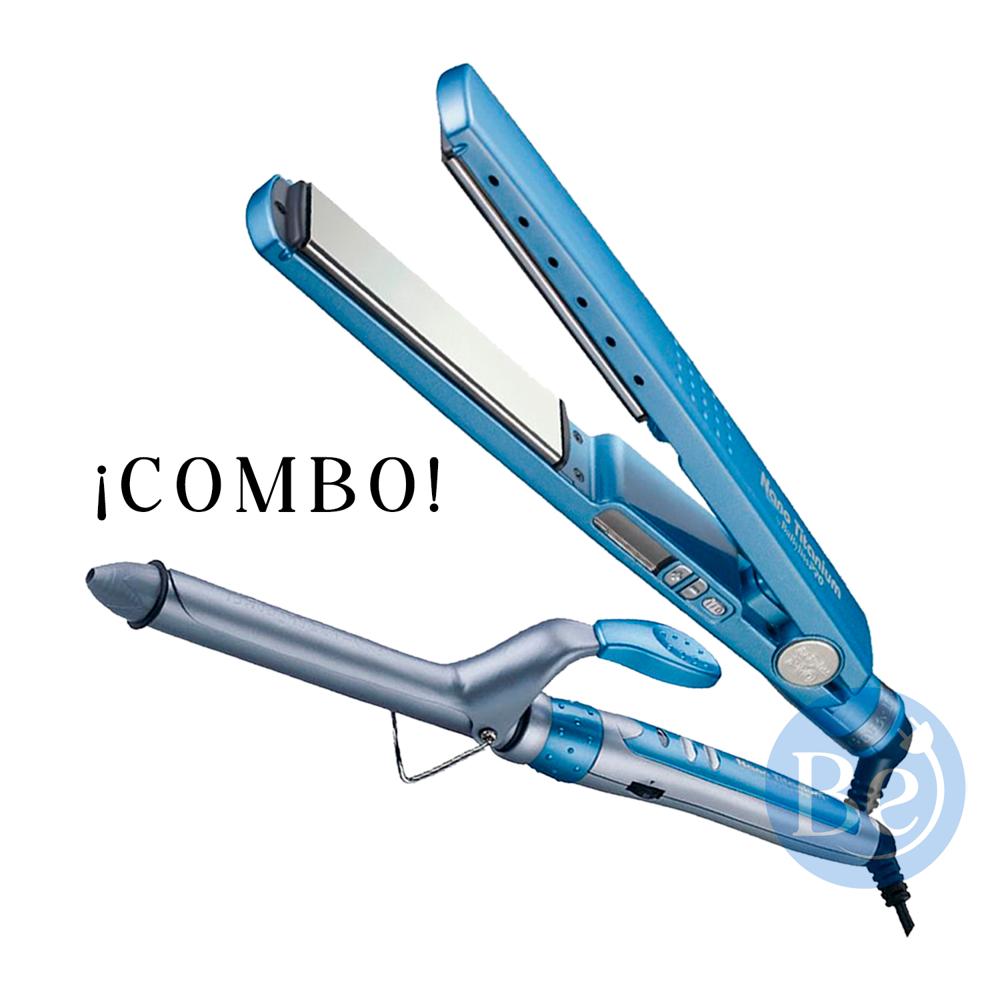 Combo BabylissPRO Alisadora Nano Titanium BNT4091TPE y Rizador Nano Titanium BABNT100SPE