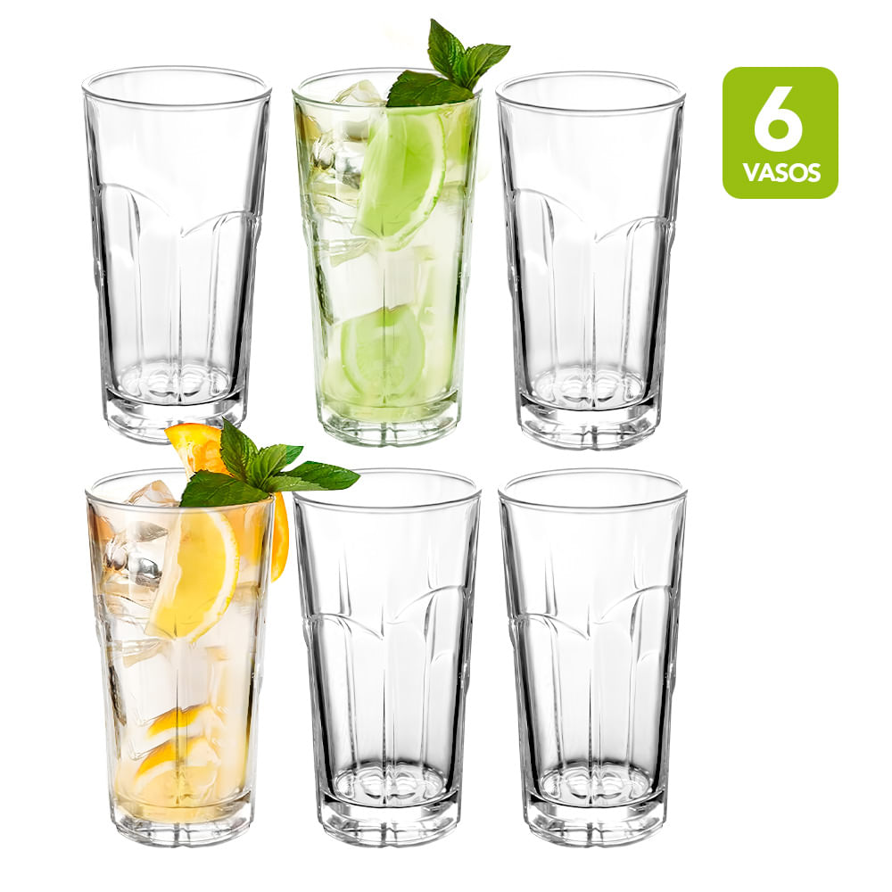 Set de 6 Vasos de Vidrio Alto 330 ML M4V