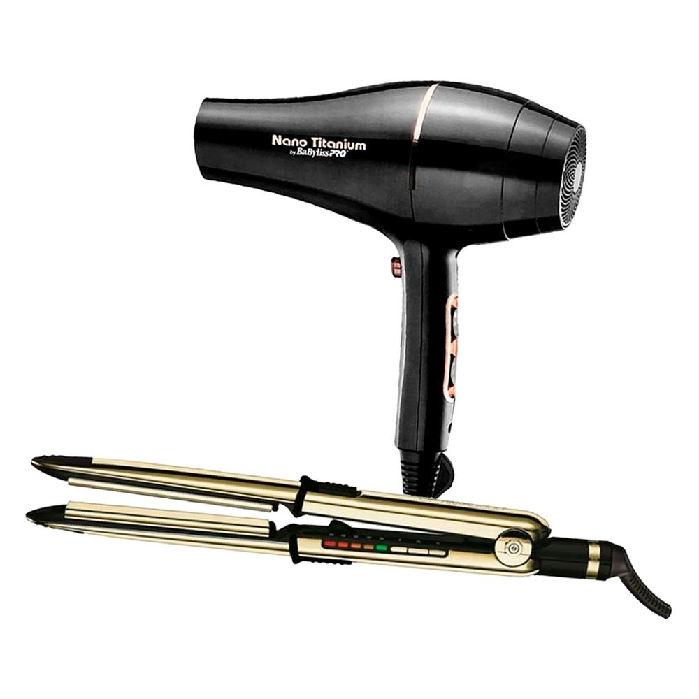 Combo BabylissPro Alisadora Optima 3000 BNTG3000TPE y Secador Rose Gold Black B6176PE