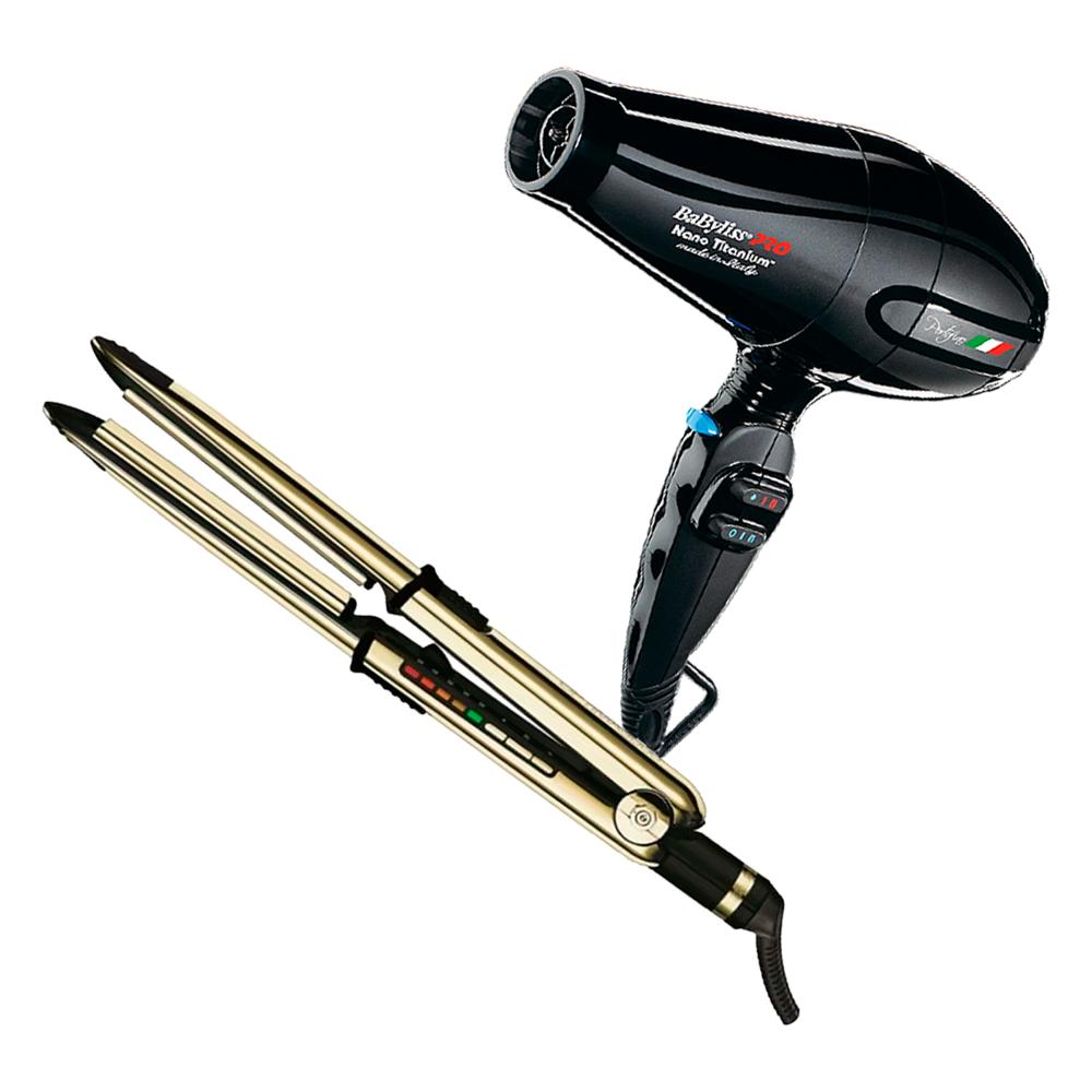 Combo BabylissPro Alisadora Optima 3000 BNTG3000TPE y Secador Portofino BNT6610NPE