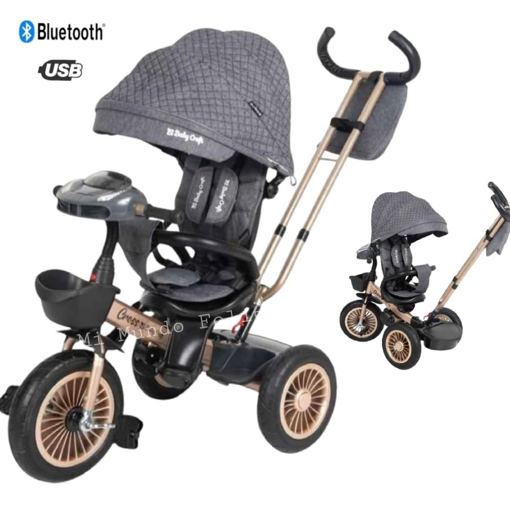 Triciclo para Niños Asiento Giratorio Bluetooth Gray