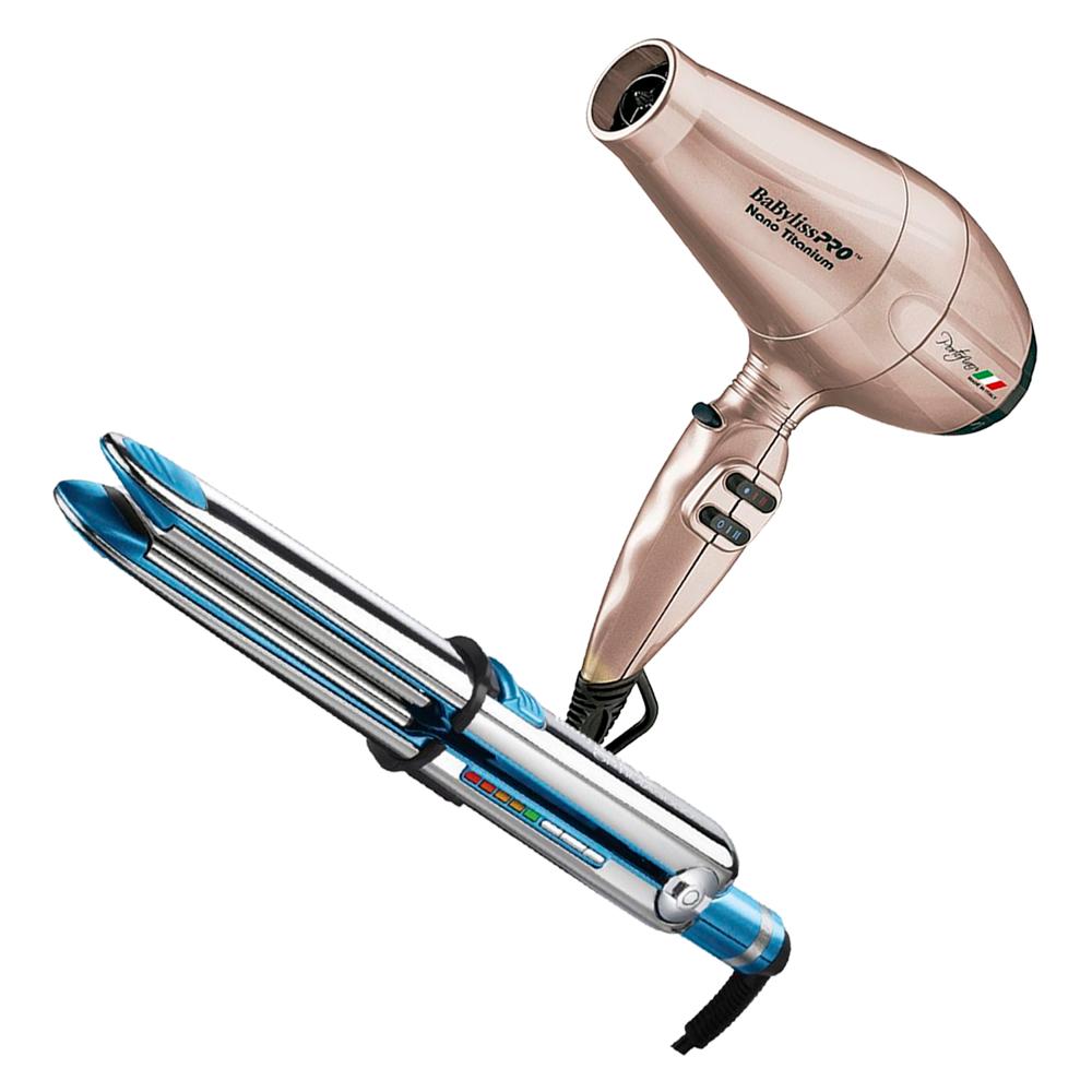 Combo BabylissPRO Alisadora Optima 3000 BNT3000TPE y Secador Portofino Rose Gold BNTRG6610PE
