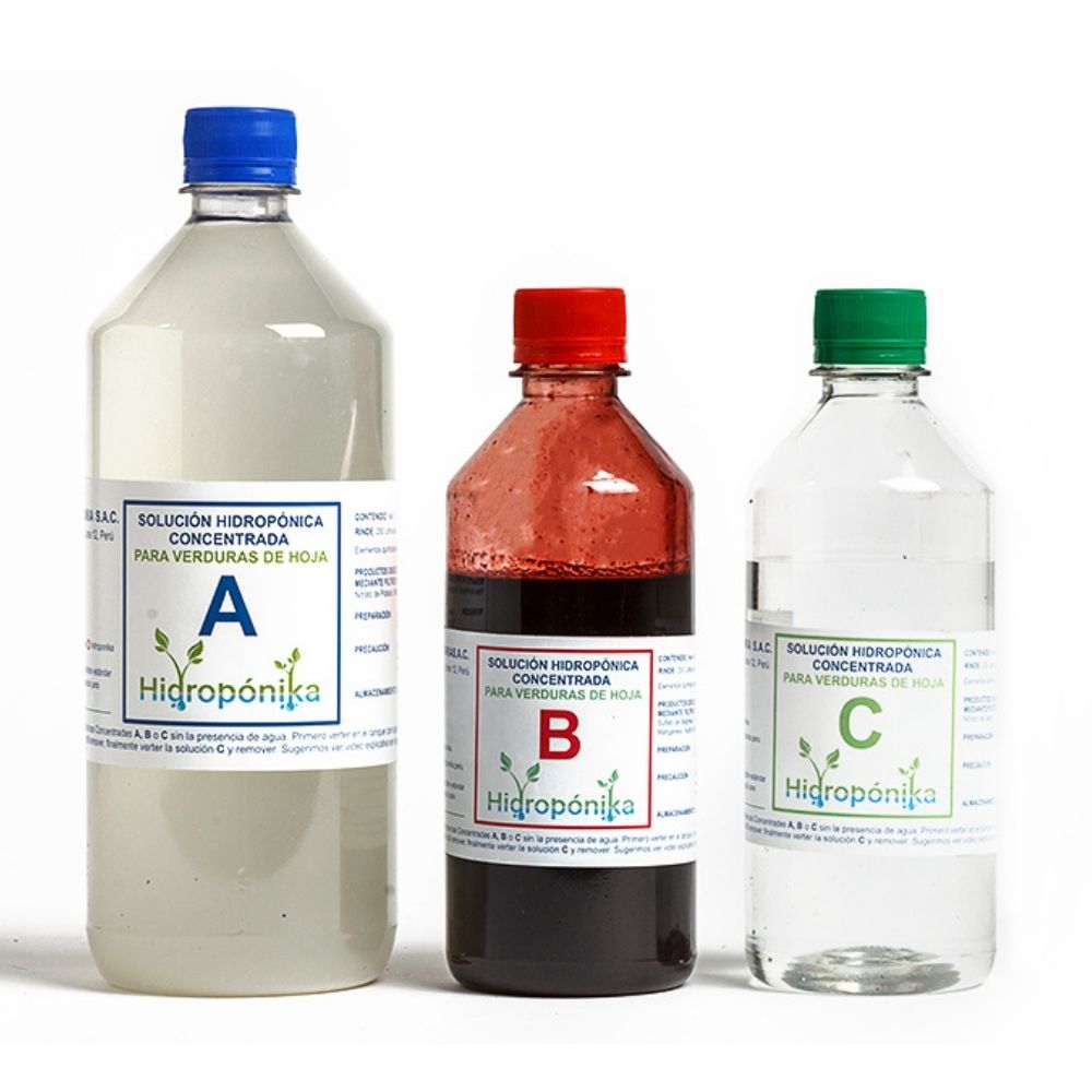 Kit Solución Abc para Vegetales de Hoja 200 Litros Hidromec