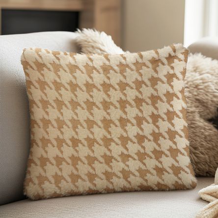 Funda Cojín Tejido Beige/Marrón 45x45cm Otoño Orange