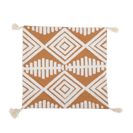 Funda Cojín Tejido Algodón Marrón 45x45cm Otoño Orange