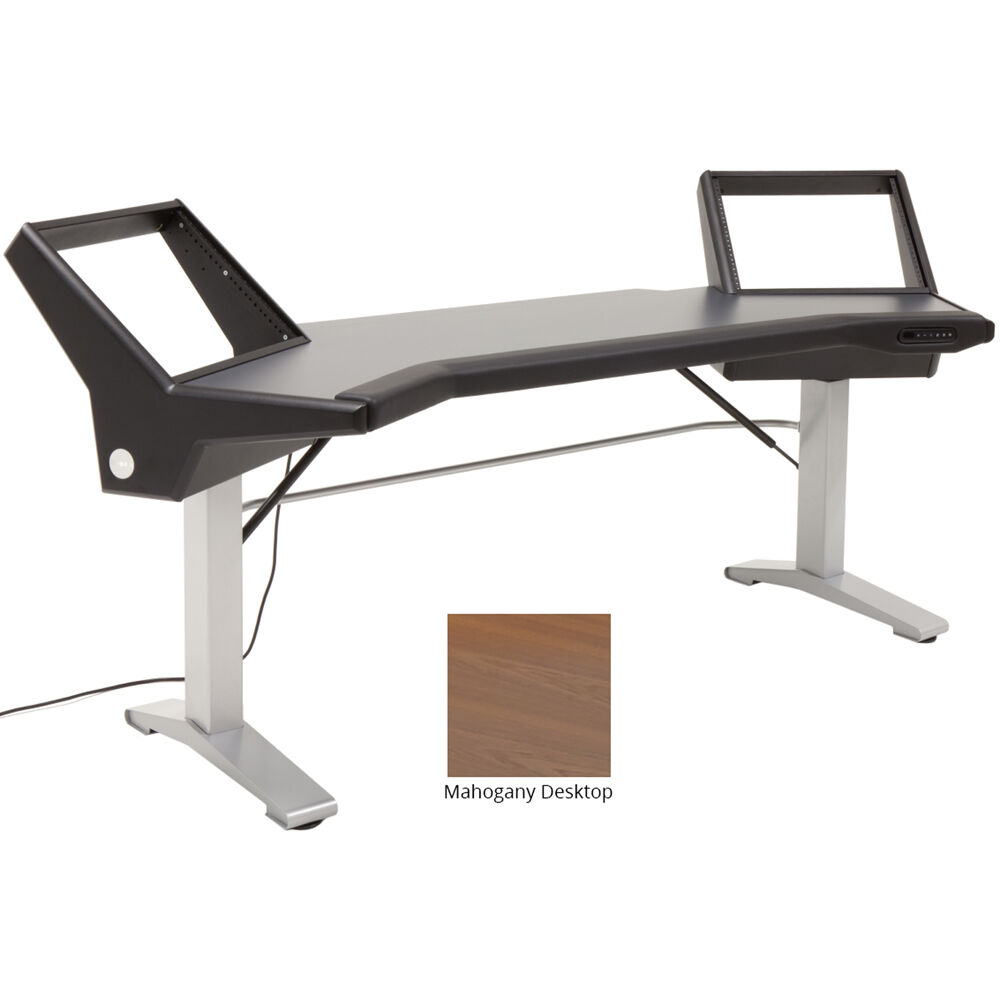 Estación de Trabajo Ajustable Argosy Halo SE2 Ancha con Escritorio de Caoba (96.7"") - 2 Estantes de