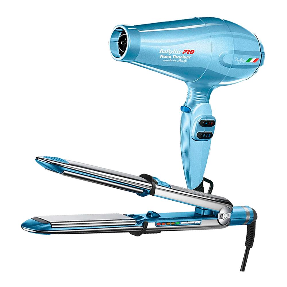 Combo BabylissPRO Alisadora Optima 3000 BNT3000TPE y Secador Portofino Azul BNTB6610NPE