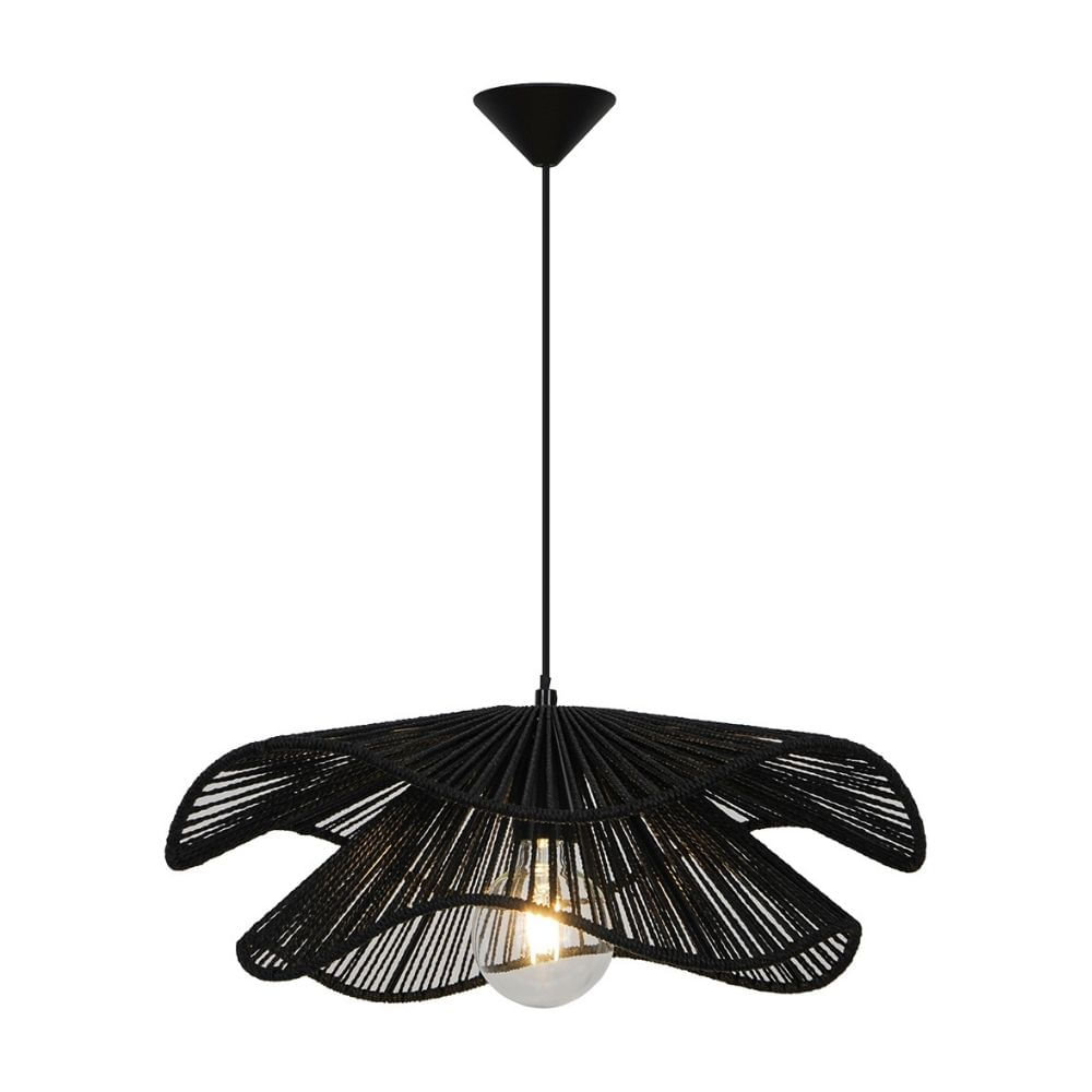 Lámpara Colgante Orange Sombrero Negro de Metal 1 Luz E27 Lámpara Colgante Orange Sombrero Negro de Metal 1 Luz E27