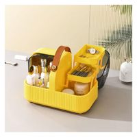 Organizador De Cosméticos Maquillaje Joyas 4 espacios Portátil Amarillo