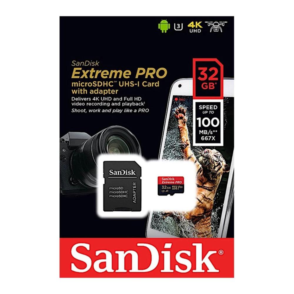 Memoria Sandisk Extreme Pro MicroSDHC 32GB 100MB/s con adaptador SD