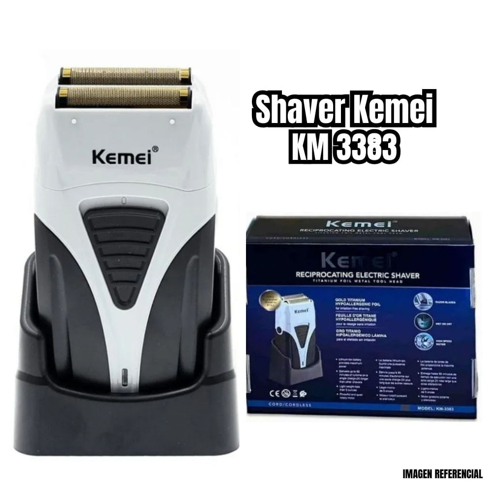 Shaver Kemei Recargable con Base KM 3383