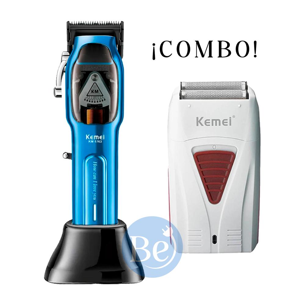 Combo Kemei Cortadora KM-1763 y Afeitadora Shaver KM-3382