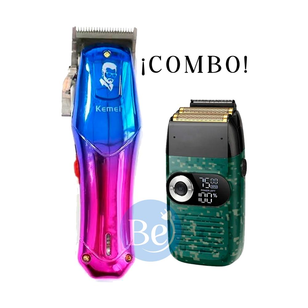 Combo Kemei Cortadora KM-1218 y Afeitadora Shaver Cord Cordless KM-2027
