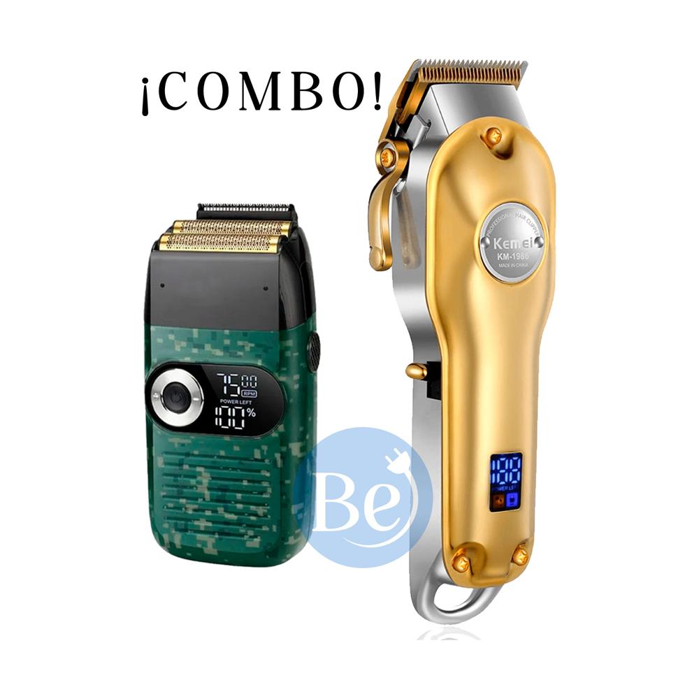 Combo Kemei Cortadora KM-1986 y Afeitadora Shaver Cord Cordless KM-2027
