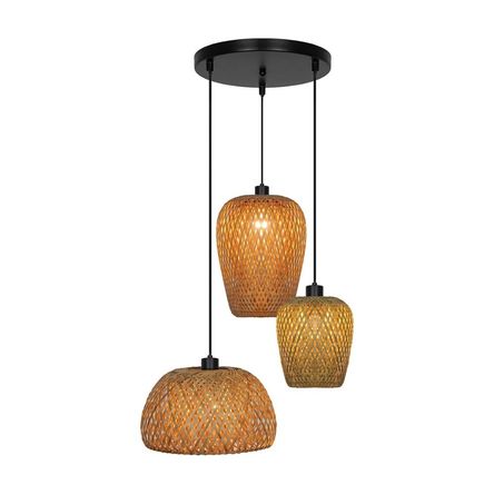Lámpara Colgante Orange Toscana Bambú 3 Luces E27 Marrón Lámpara Colgante Orange Toscana Bambú 3 Luces E27 Marrón