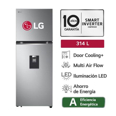 Refrigeradora LG GT31WPP Top Freezer Door Cooling 314L Plateado