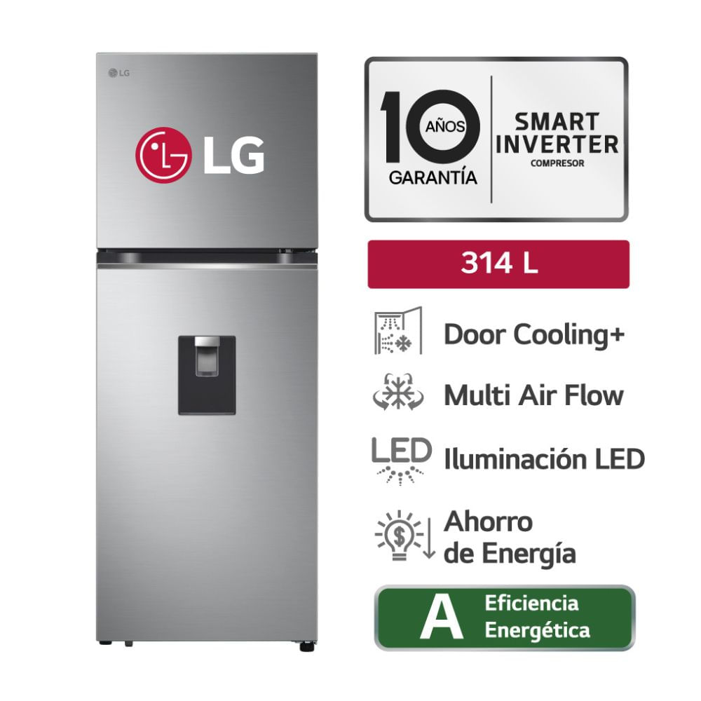 Refrigeradora LG GT31WPP Top Freezer Door Cooling 314L Plateado