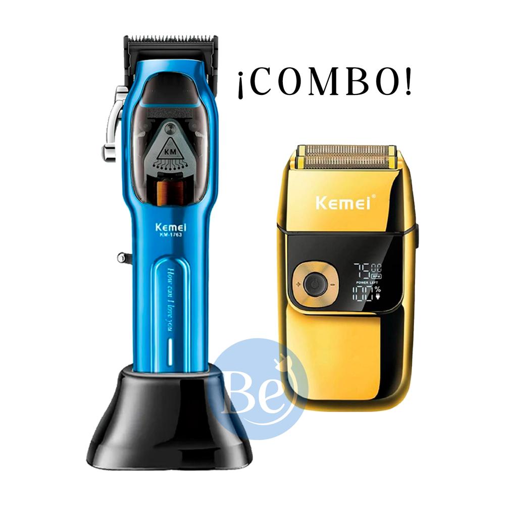 Combo Kemei Cortadora KM-1763 y Afeitadora Shaver KM-2028