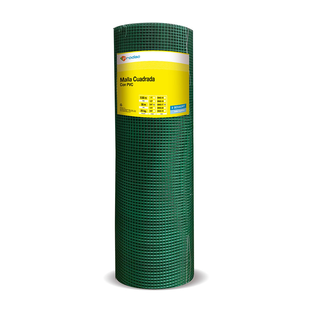 Malla Cuadrada PVC 3/8' Verde Prodac 30 m