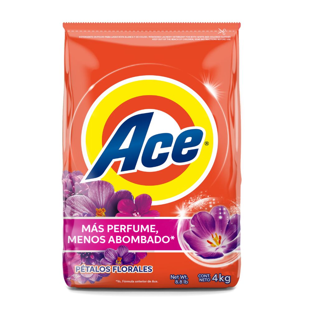 Detergente en Polvo Ace Petalos Florales 4kg