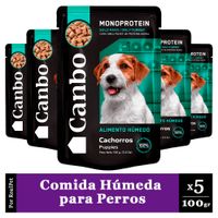 Pack x5 Comida Húmeda Perro Cachorro Canbo Pavo 100gr