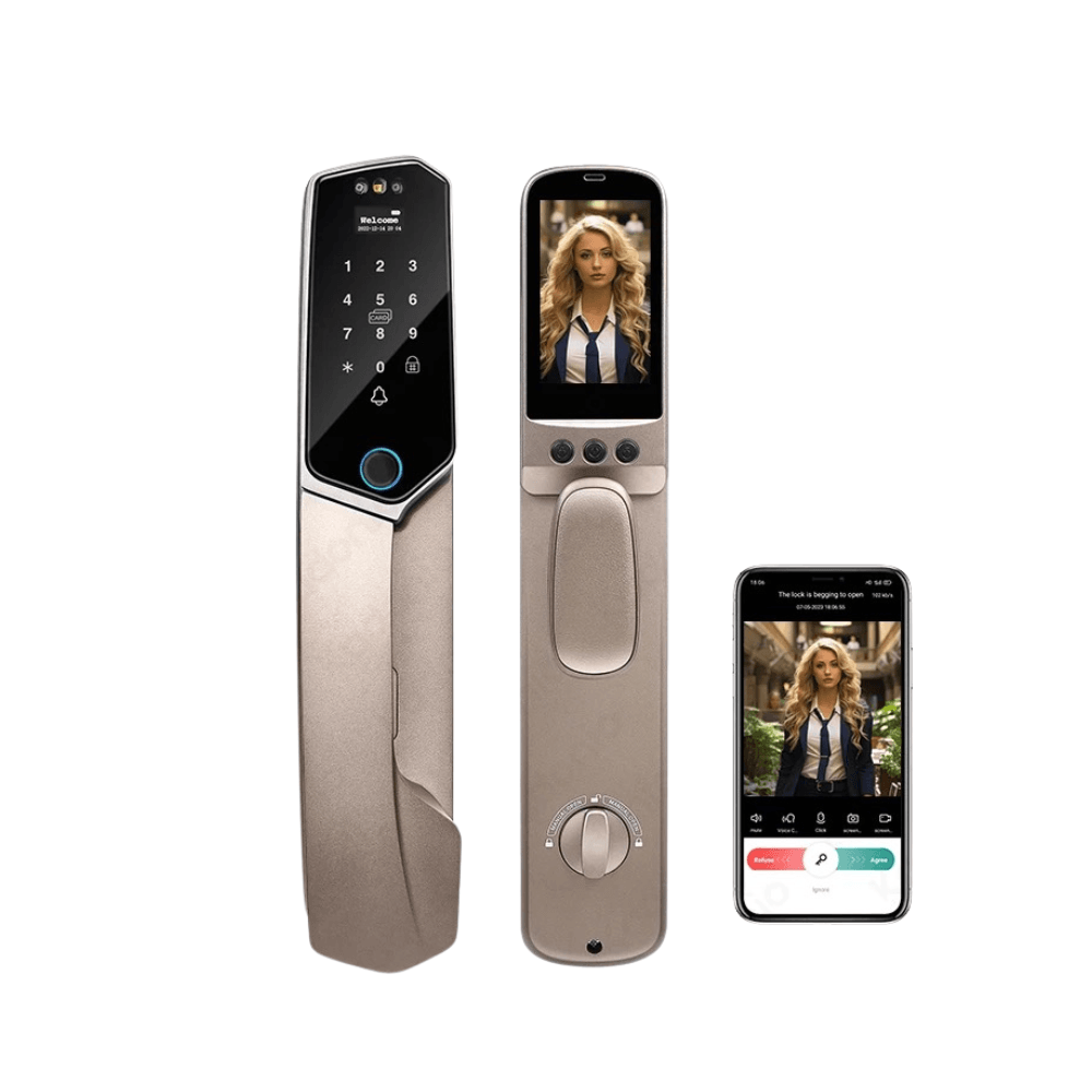 Cerradura Smart Gc Electric Gc555 Wifi Color Cafe Dorado