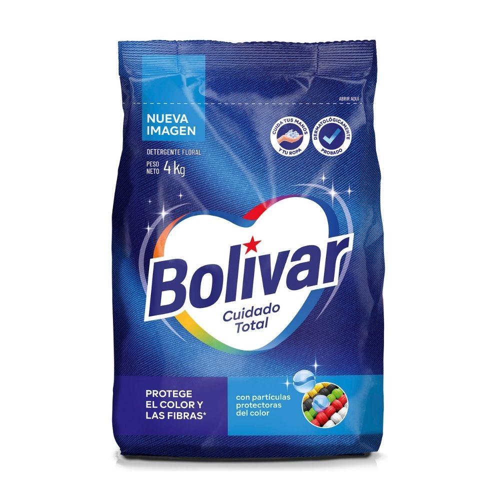Detergente Bolivar Cuidado Total Antimanchas Floral 4kg