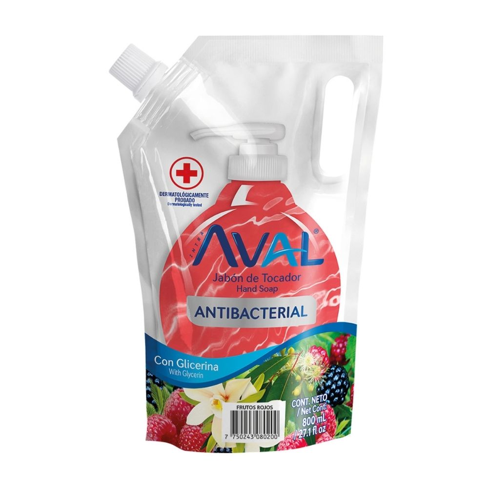 Jabón líquido antibacterial Frutos Rojos 800ml Aval Jabón líquido antibacterial Frutos Rojos 800ml Aval