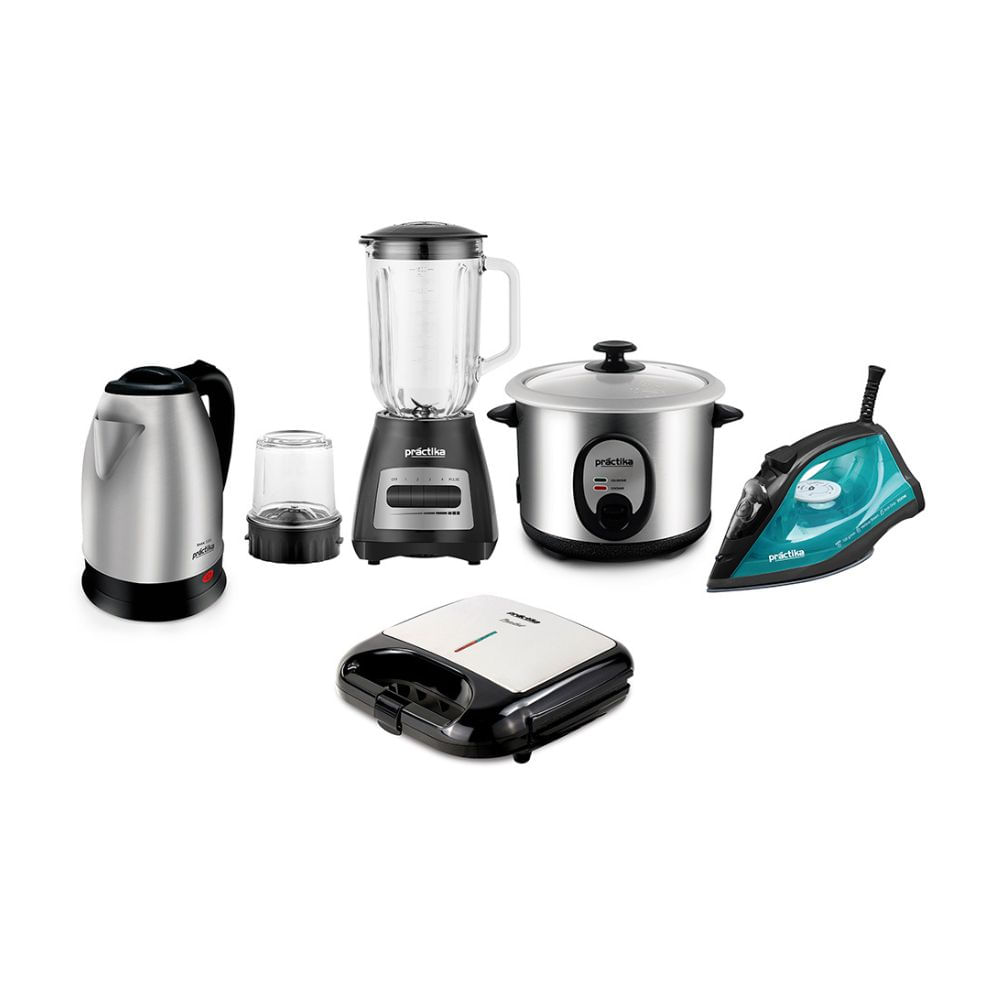 Licuadora + plancha + hervidor + olla arrocera + panini grill Practika