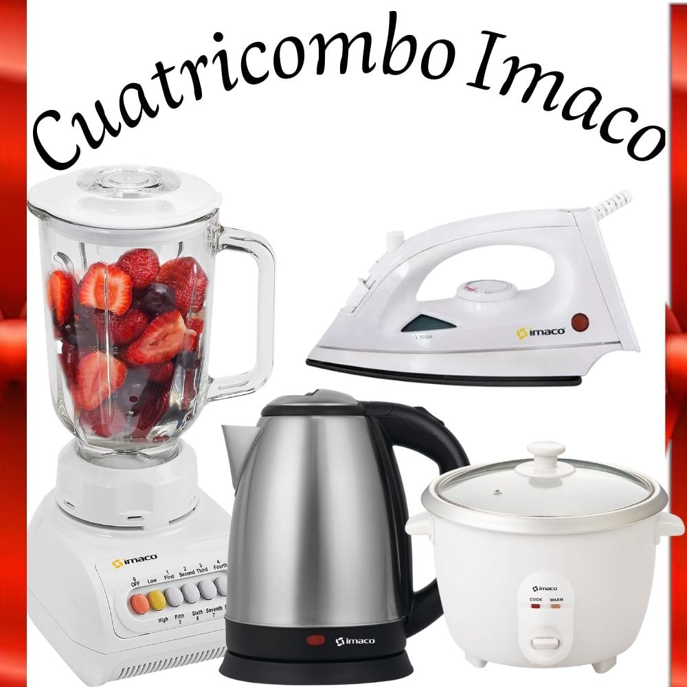 CUATRICOMBO IMACO ARROCERA+HERVIDOR+LICUADORA+PLANCHA