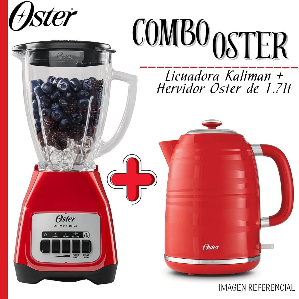 COMBO OSTER LICUADORA KALIMAN + HERVIDOR ELÉCTRICO 1.8 ROJO