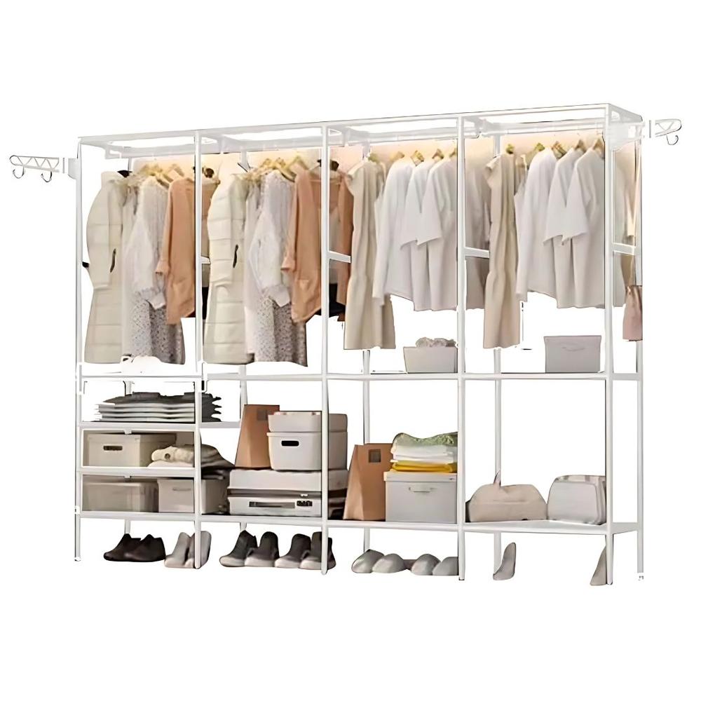 Ropero Colgador Organizador de Ropa 4 Cuerpos 173x213x36cm Blanco