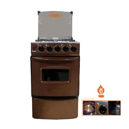 Cocina de 4 Hornillas con Tapa de Vidrio y Horno Sami 4H Cobre