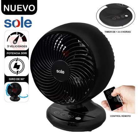 Ventilador de Mesa Turbomax 3 Vel con Control Remoto Sole SOLAIR016 Negro 30 W Ventilador de Mesa Turbomax 3 Vel con Control Remoto Sole SOLAIR016 Negro 30 W