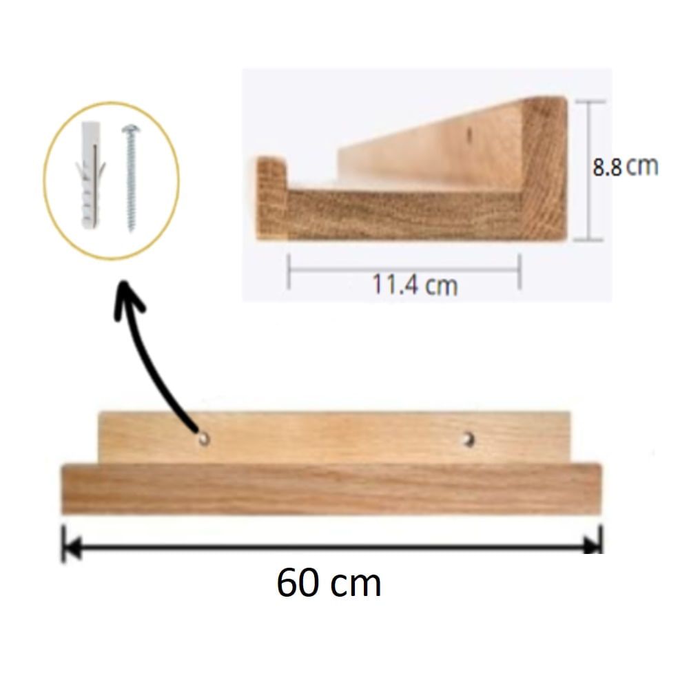 Repisa Flotante con Borde de Melamina Minimalista 60 CM